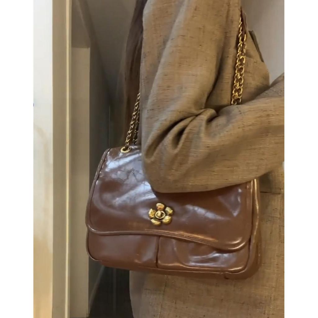 IELGY camellia women's bag, niche chain tote bag, one-shoulder underarm bag, large-capacity messenger bag for commuting to work