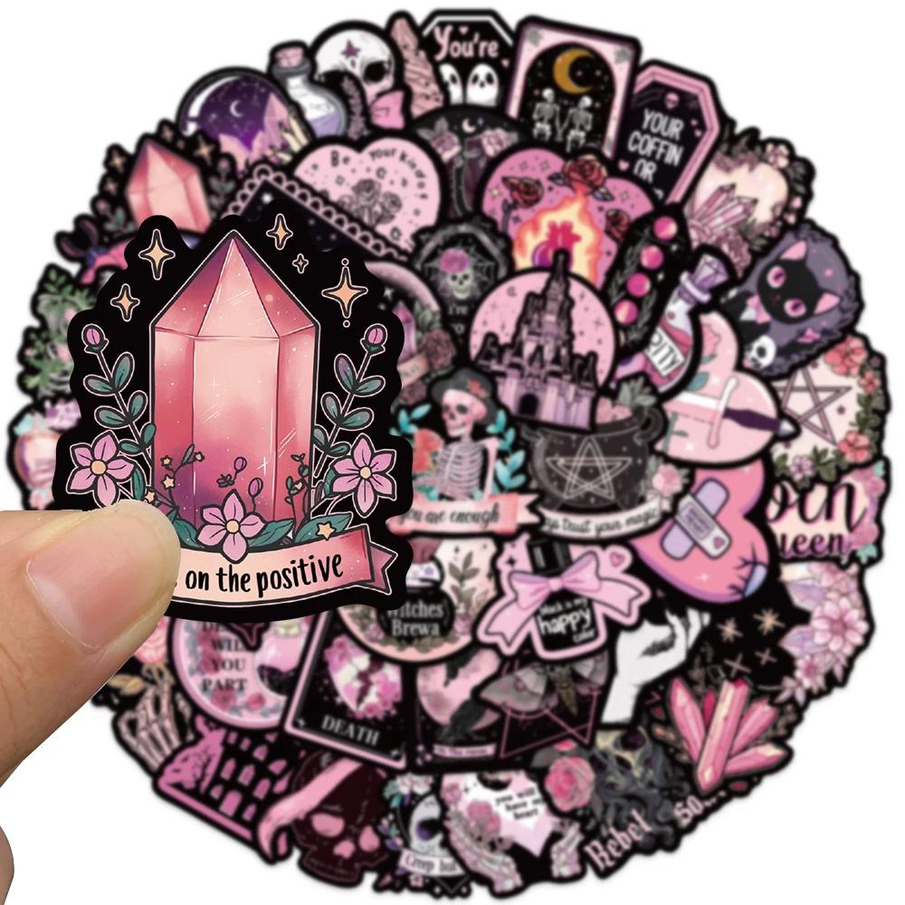 50pcs Gothic Darkness Cute Spooky Horror Stickers Magic Flower Skull Crystal Sticker For Laptop Luggage Guitar Diary Vinyl Decal
