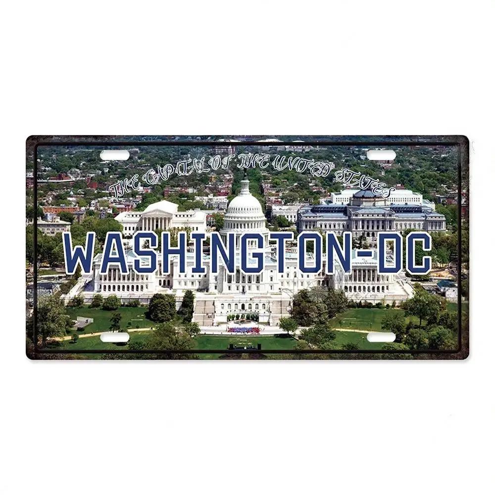 Vintage Capital City Licenses Plate Metal Plaque Metal Aluminum Sign for Restaurant Bar Workshop Cafe Pub Man Cave Decoration