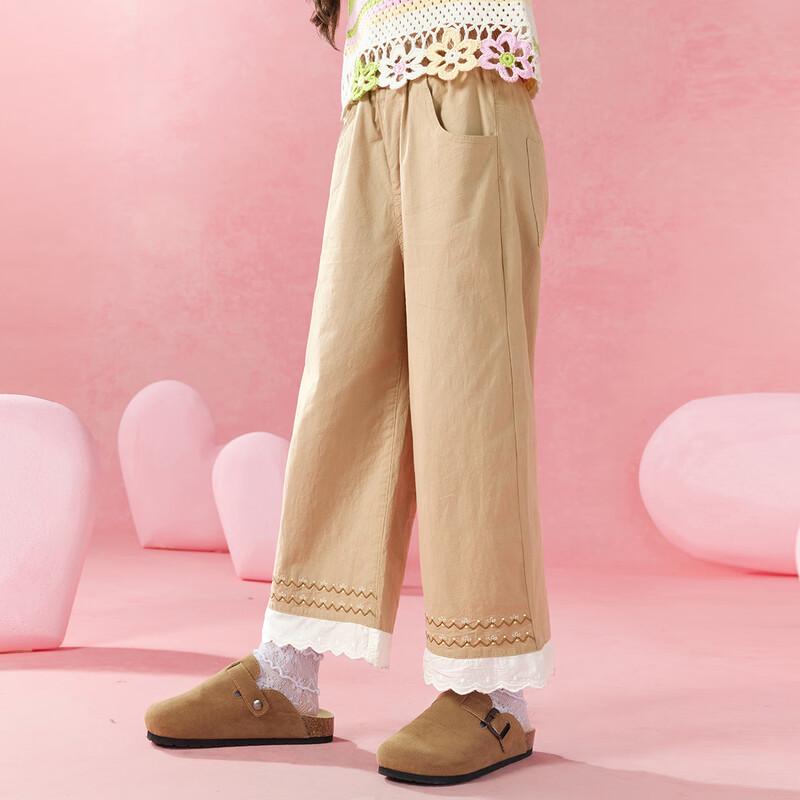 Xiaohu Patti Girls Summer Cropped Wide-Leg Pants 120