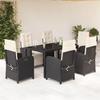 VidaXL 7-Piece Garden Dining Set with Cushions, Patio Chairs and Table, Terrace Furniture, Modern, Black Resin 3212453