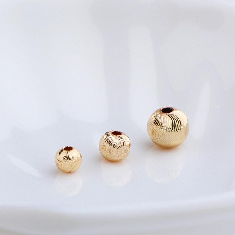 14K Gold Plated Faceted Threaded Melon Pattern Spacer Beads for DIY Jewelry Making