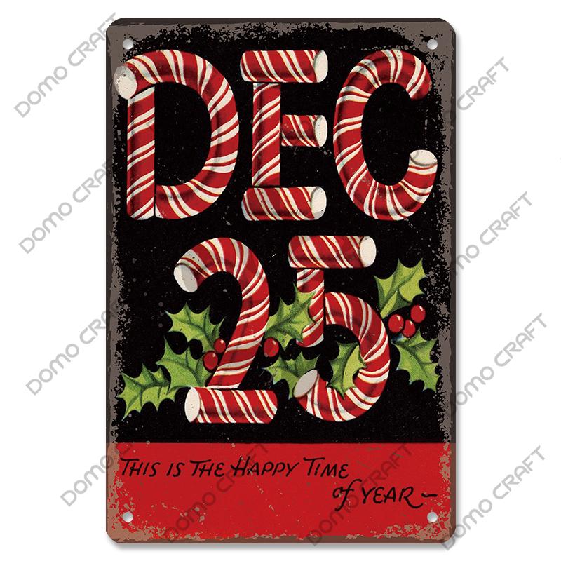 Merry Christmas Poster Vintage Metal Tin Signs Cakes Music Box Christmas Tree Metal Plaque Bakery Candy Shop Home Wall Decor