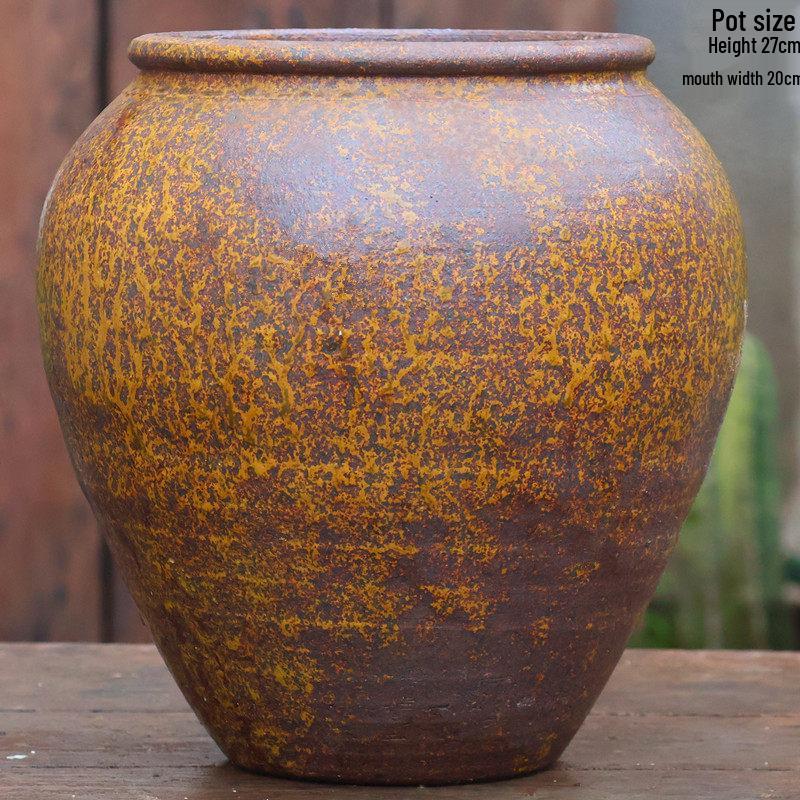 Handmade Coarse Pottery Flower Pot - Large Ceramic Jar for Bougainvillea & Hydrangeas