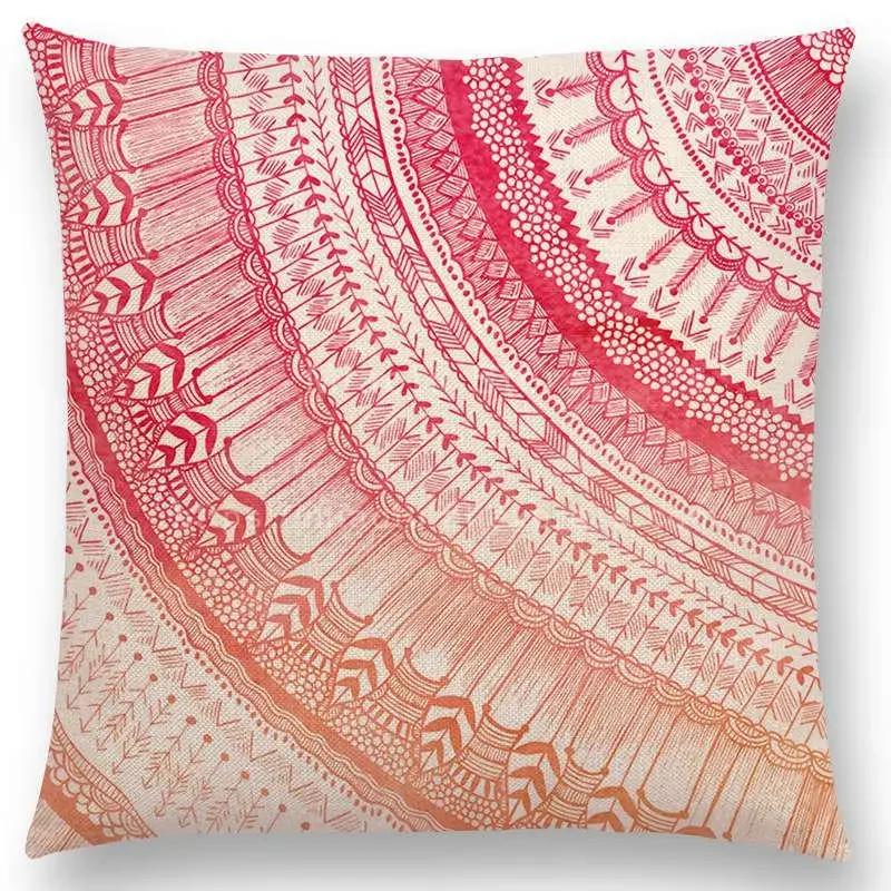 Schönes Blatt-Blumenmuster Mandala Kissenbezug Jahresringe Wunderschöne Blumen Drucke Sofakissenbezug Heimdekoration Dekorativ