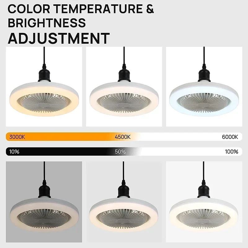 Remote Control Ceiling Fans with LED Lamp Ceiling Fan with E27 Converter Base Smart Silent Ceiling Fans For Bedroom Living Room