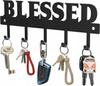 Metal Key Hanger 25 Cm 5 Hooks Black Wall Mounted