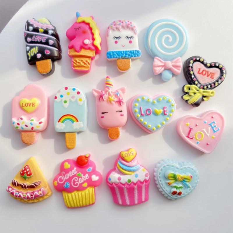 20Pcs Cute Mini Cake Ice Cream Popsicle Flat Back Resin Cabochons Scrapbooking DIY Jewelry Craft Decoration Accessories G31