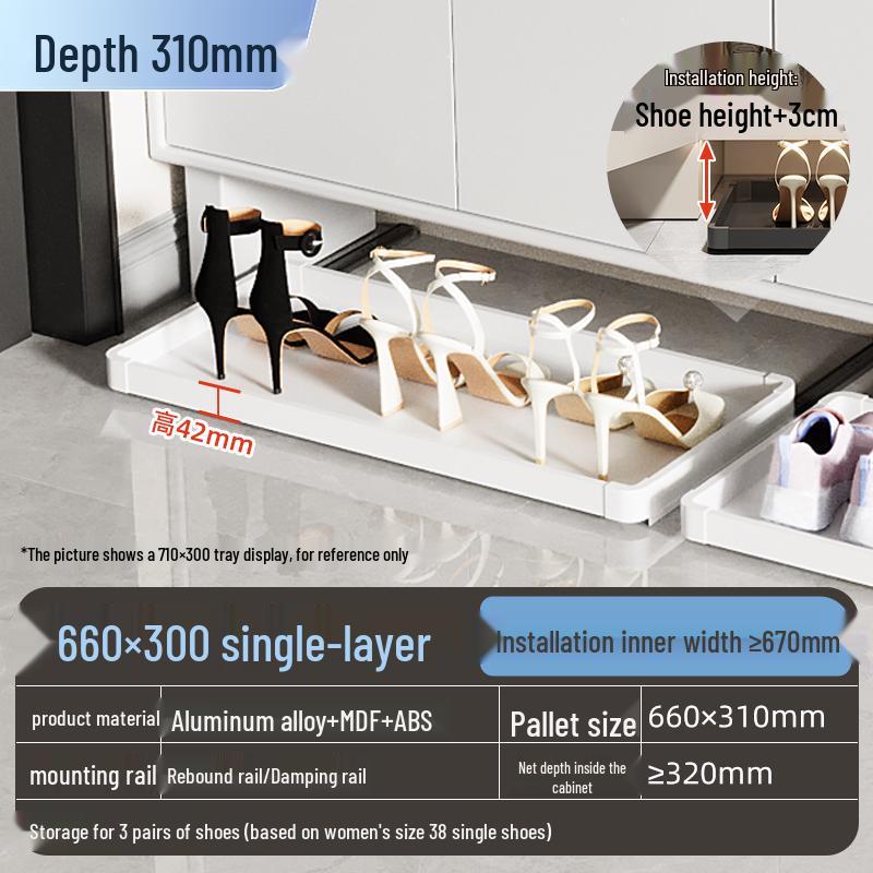 Shoe Cabinet with Kick Drawer and Slide Rail for Hallway