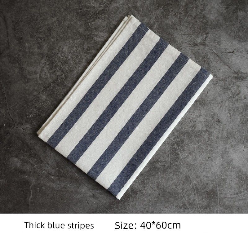 

INS Style Black and White Gingham Placemat European Style Artistic Tablecloth Nordic Simple Napkin Western-Style Placemat Baking Photo Props White background blue thick stripes 40*60cm