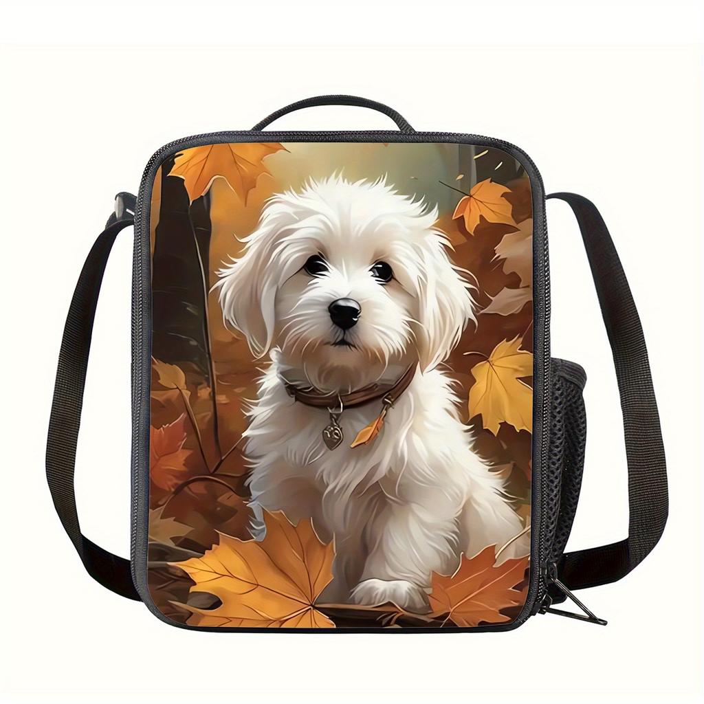 Adjustable Border Collie Puppy Print Insulated Lunch Bag – Reusable, Lightweight & Foldable for Work, School, Picnics,