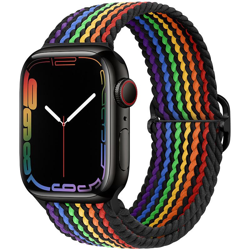 Elastic Woven Nylon Band F Smart Apple Watch Band 40 41 44 45MM Iwatch SE8 7 5 6 , Alloy Buckle Sport Soft Breathable Accessories Strap Blet Bracelet