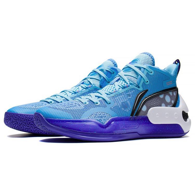 LiNing YuShuai 16 Cushioning Anti-Slip And Wear-Resistant Mid-Top Basketball Shoes Moon White Blue ABAS053-1