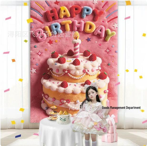Kids' Birthday Canvas Wall Decoration - Hanging Cloth for Boys & Girls' Festival Celebrations
