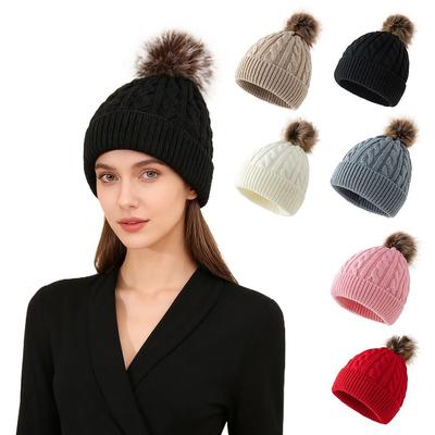 Thickened Knitted Beanies Ear Protection Winter Autumn Hats Fashion Pompoms Hat  for Woman/Men