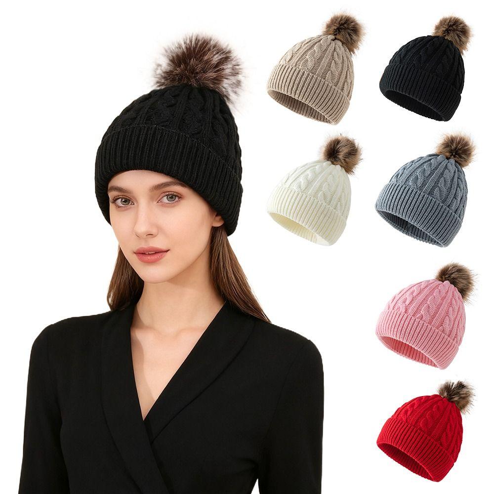 Keep Warm Knitted Beanies Ear Protection Pompoms Hat High Quality Winter Autumn Hats  for Woman/Men