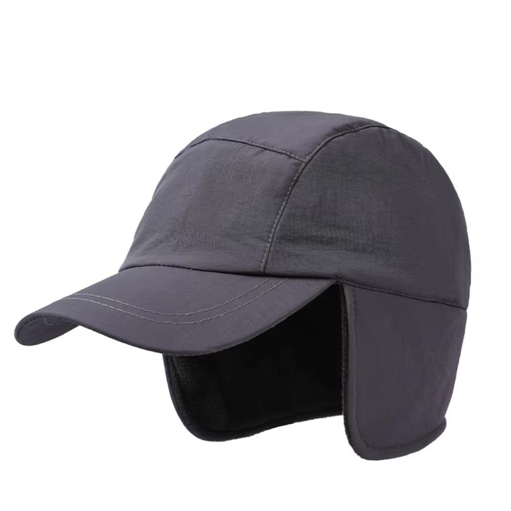 

Warm Winter Baseball Cap Ear Protection Hiking Bonnets Casual Earmuffs Hat for Men Cold Weather серый