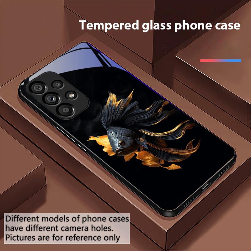 Colorful Cute Fish For Samsung Galaxy S10 S20 Plus S21 FE S22 S23 S24 FE S25 Ultra Black Tempered Glass Phone Case Hard Shell