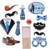 30pcs Cap Mustache Glasses DAD Photography Decor Blue Dress Up Costume Mask  Birthday Supplies