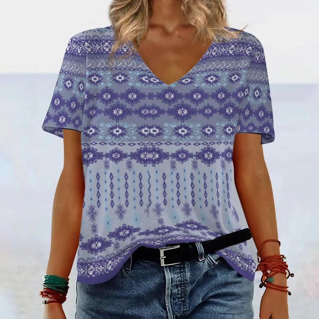 Summer New Women's Clothing Slimming Loose 3D Women's Short Sleeved Ethnic Style T-shirt