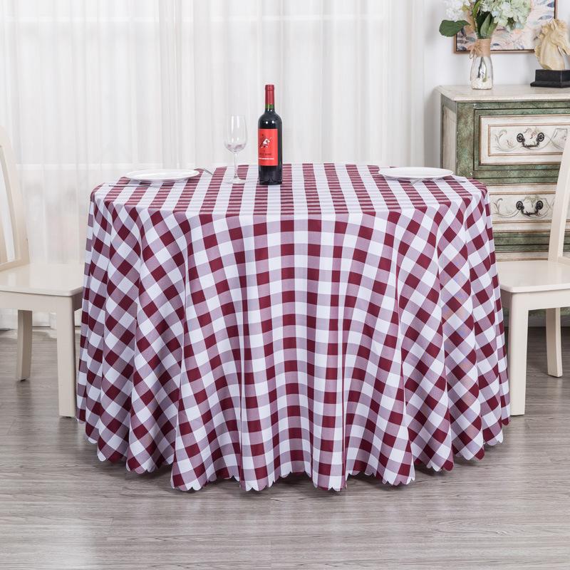 Poliestrowy obrus w kratę 140 160 180 200 220 240 260 280 300 cm okrągły bordowy/czarny/niebieski obrus dekoracja domu