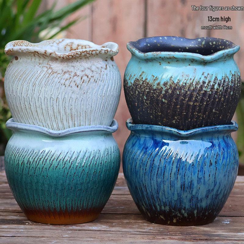 Large Retro Square Ceramic Succulent and Orchid Pot