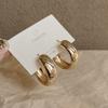Vintage Smooth Round Metal Chunky Hoop Earrings for Women Gold Color Wide Thick Geometric Statement Earrings Jewelry Gift