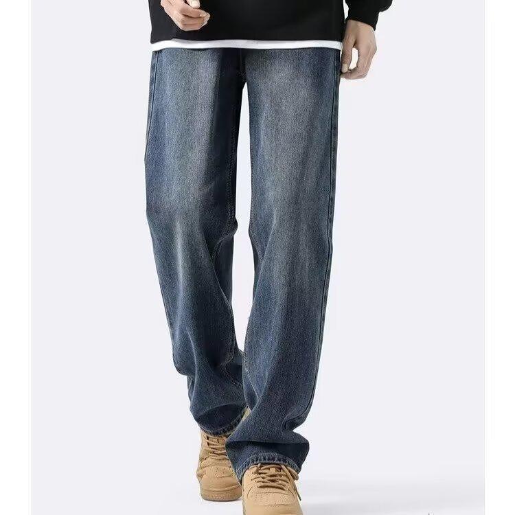American Retro Old Washing Straight Jeans Men's Spring and Autumn New Loose Wide-leg Casual Trousers