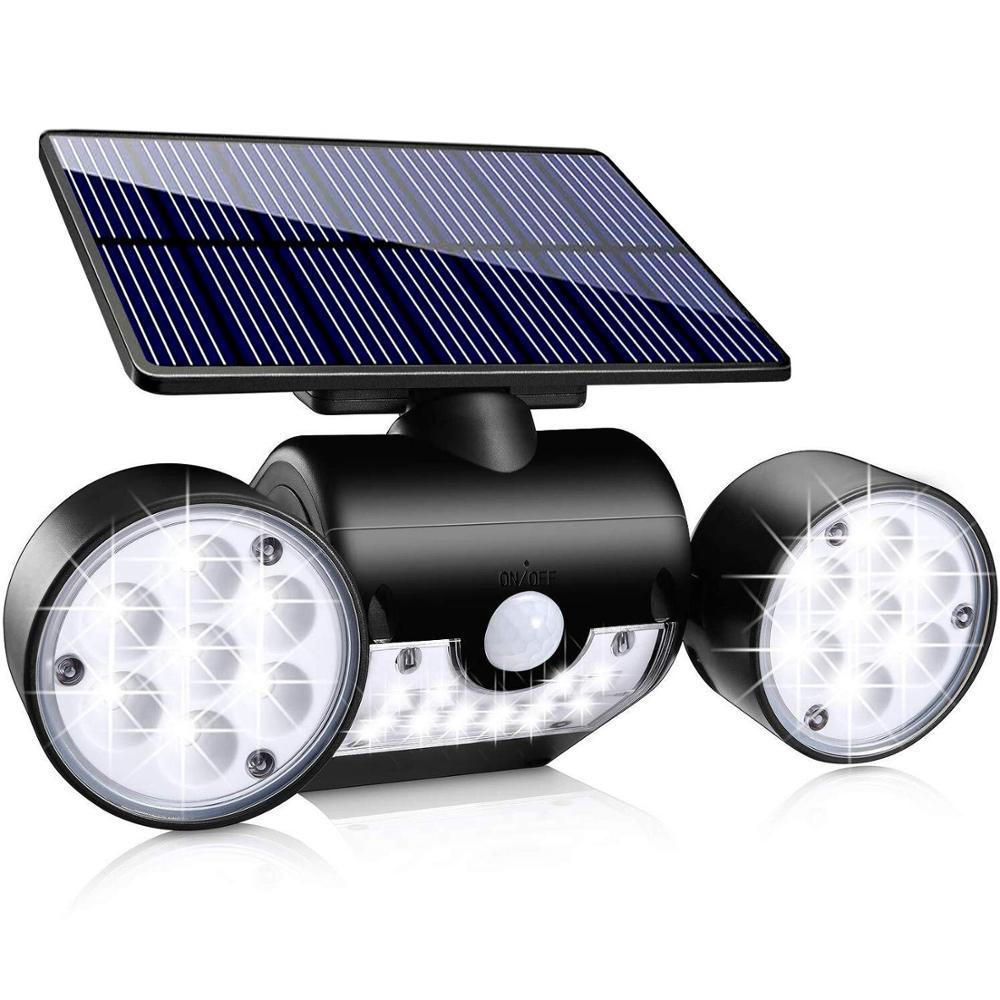 30 LED Dual Head Rotatable Solar Wall Light for Outdoor Use