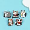 Cute Kitten Cartoon Brooch: Smiling Animal Badge for Clothing & Backpacks