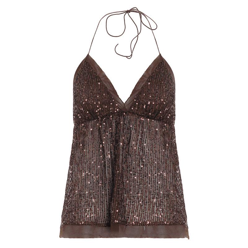 Elegant Sequin V-Neck Slimming Camisole Small
