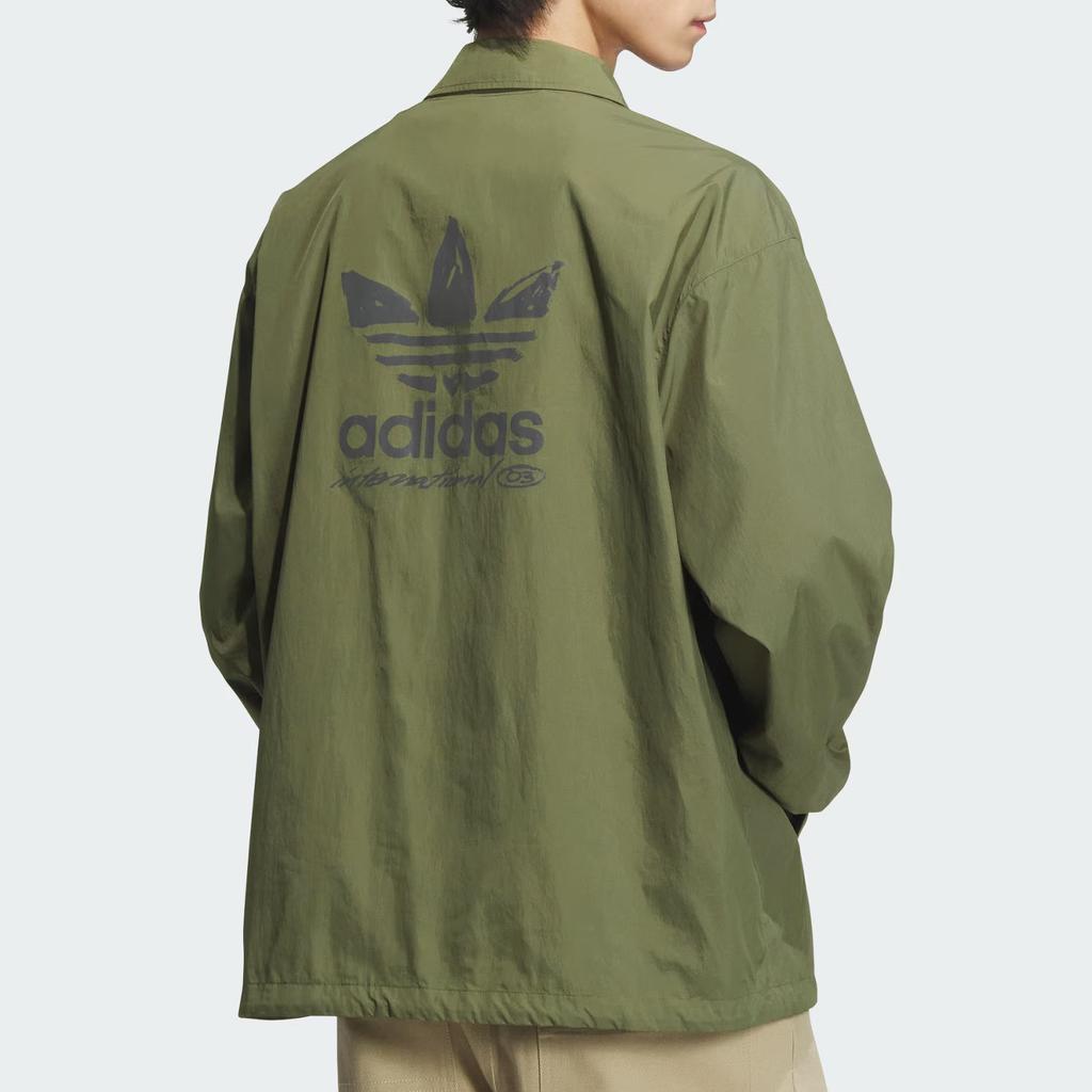 Adidas Originals City Skate Retro Sports Solid Color Long Sleeve Jacket Men Jacket Olive-Green Dark-Green JC6842