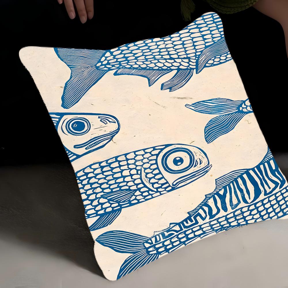 Colorful Sardine Lobster Fish Ocean Pillow Gifts Home Office Furnishings Bedroom Sofa Car Cushion Cover Case