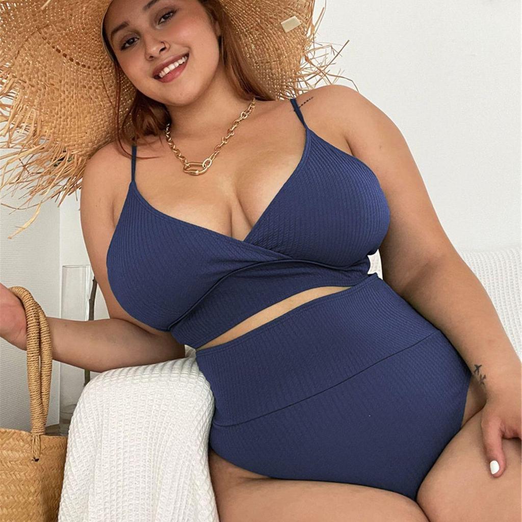 High Waist Plus Size Bikini Women's Swimsuit - European & American Style