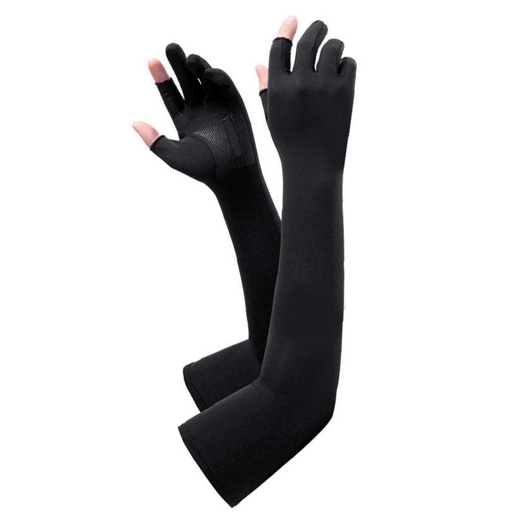 Ice Silk Arm Sleeves Slip Resistance Lengthened UV Protection Arm Cooling Sleeves for Cycling Outdoor Fishing Driving