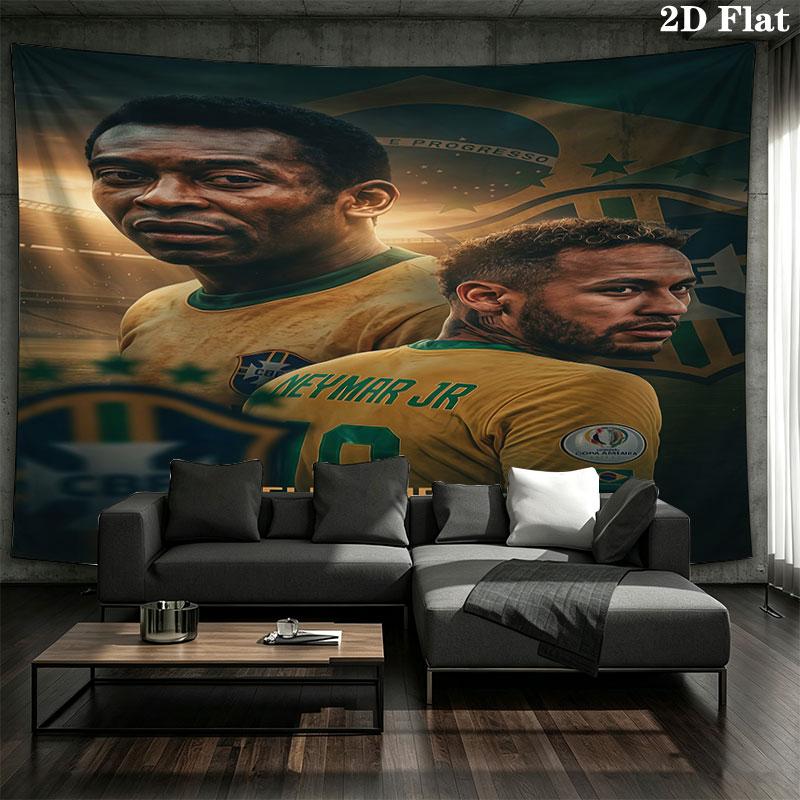 Brazil National Football Team Wall Tapestry Aesthetic Wall Hanging Printed Fabric Blanket Decorative Tapestries for Bedroom Living Room Home Decor