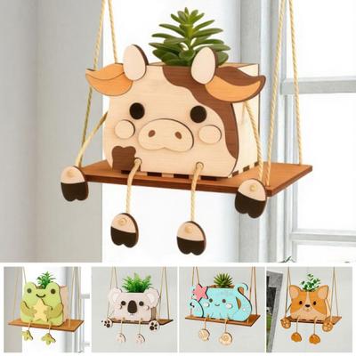 Hanging Planter Holder Cute Animal Plant Pot Hanger Swing Flower Pot Holder for Houseplants Succulents Indoor Garden Decor