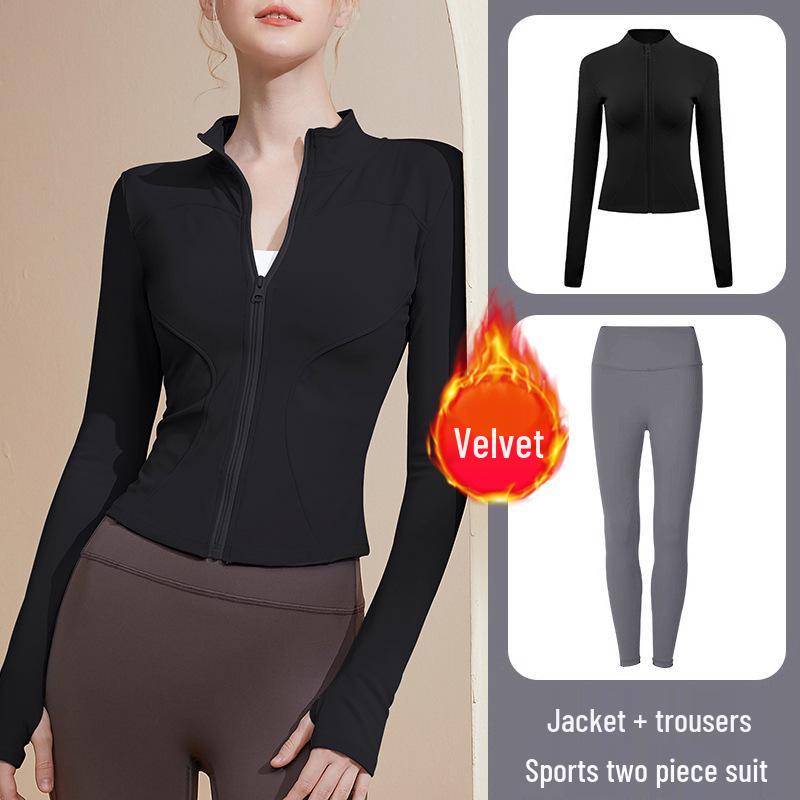 Women's Long Sleeve Sports Yoga Jacket - Stand Collar Cardigan for Running, Fitness, and Pilates
