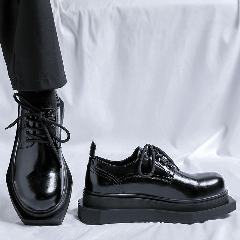 Fashion Trendy design men's style leather shoes Classic black A trend with personality man Party Leisure outdoor activity shoes