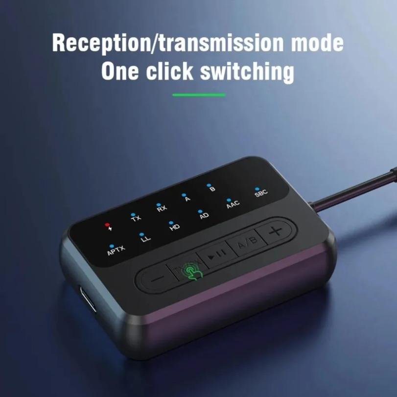 aptX Bluetooth Wireless Adapter Audio Transmitter Receiver 3.5MM AUX aptX-Adaptive AD/HD/LL AAC HiFi Multipoint For TV PC Car