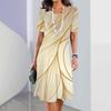 Vintage Women's Dresses Striped Printed Elegant Casual Short Sleeve Dresses 2023 Fashion Oversized Women's Dresses Y2k