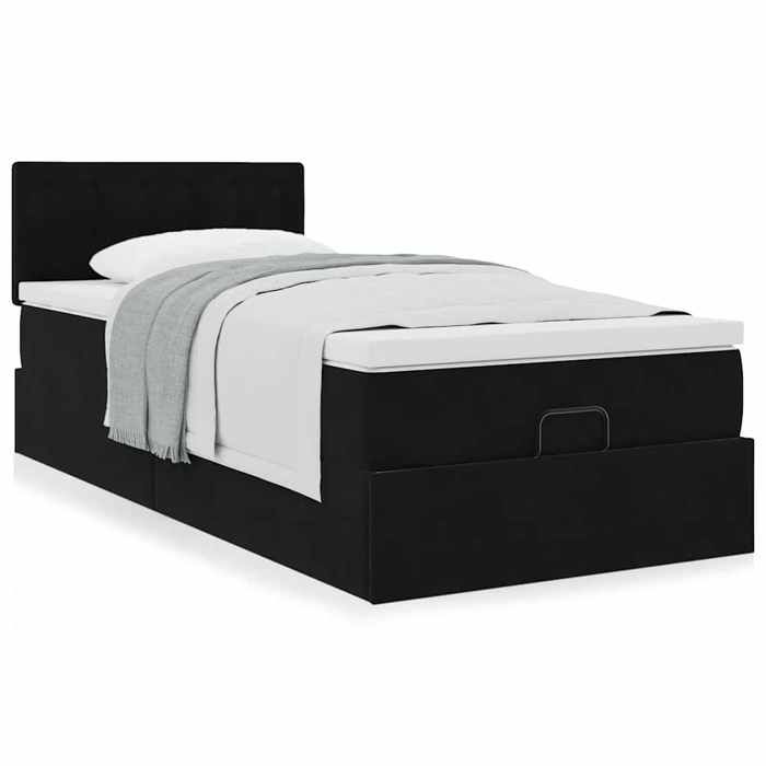 Maison Exclusive - Cadre de lit ottoman avec matelas noir 90x200 cm velours