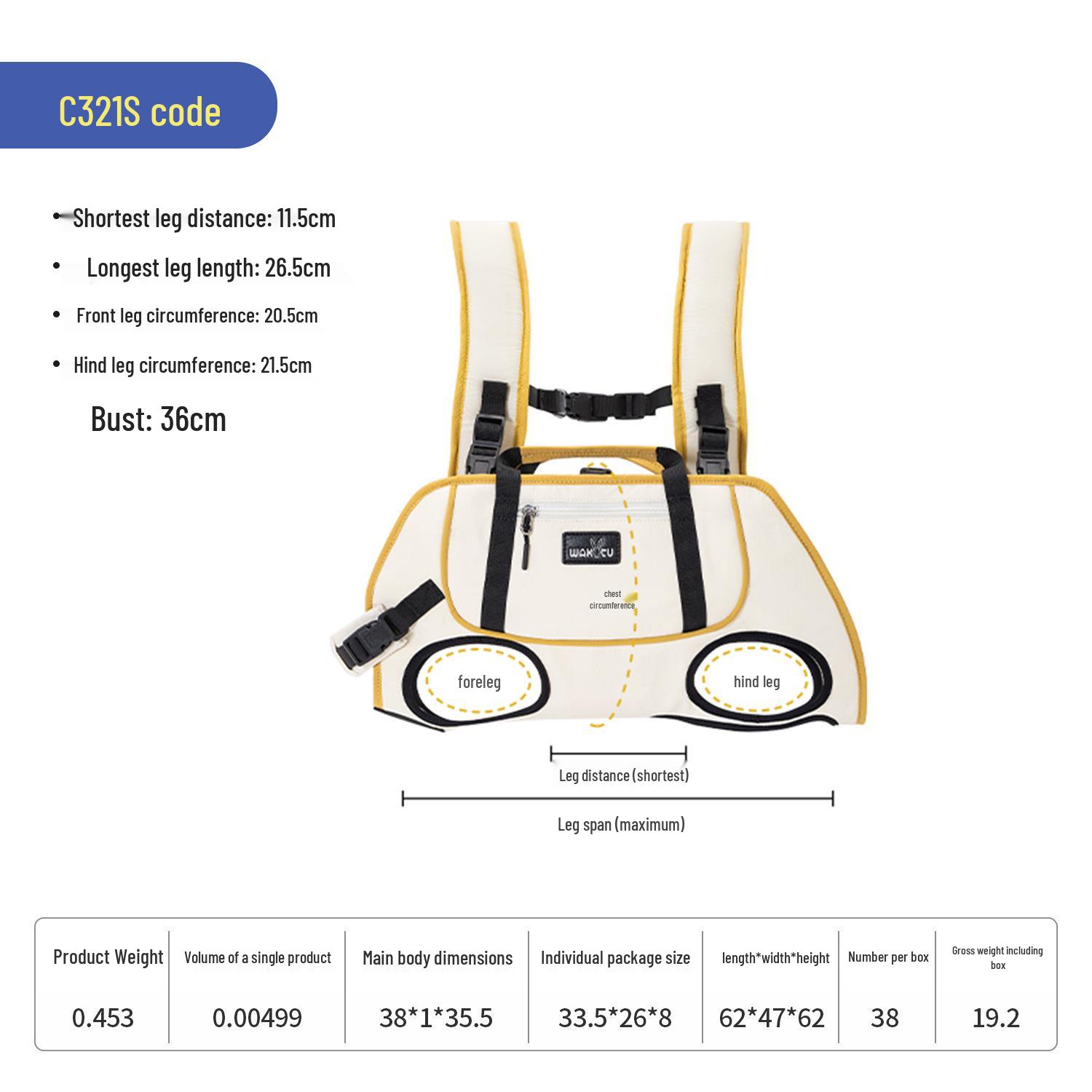 Wakytu Double Shoulder Pet Sling Bag for Small to Medium Dogs