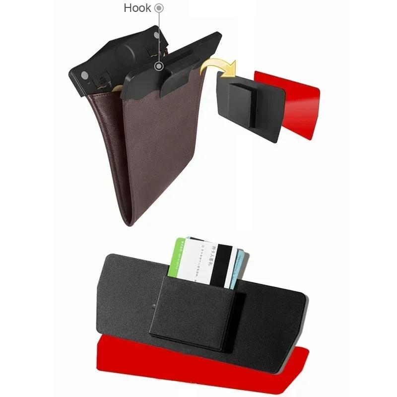 Car Trash Bin With LED Leather Waterproof Garbage Bag Back Seat Hanging Leather Storage Pocket Car Organize Interior Accessories