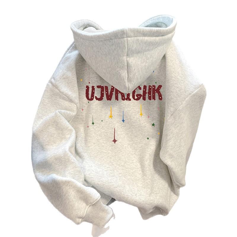 Season Hooded Fleece Thickened Sweater Male Trend Male Season Teen Hoodie Female Ins