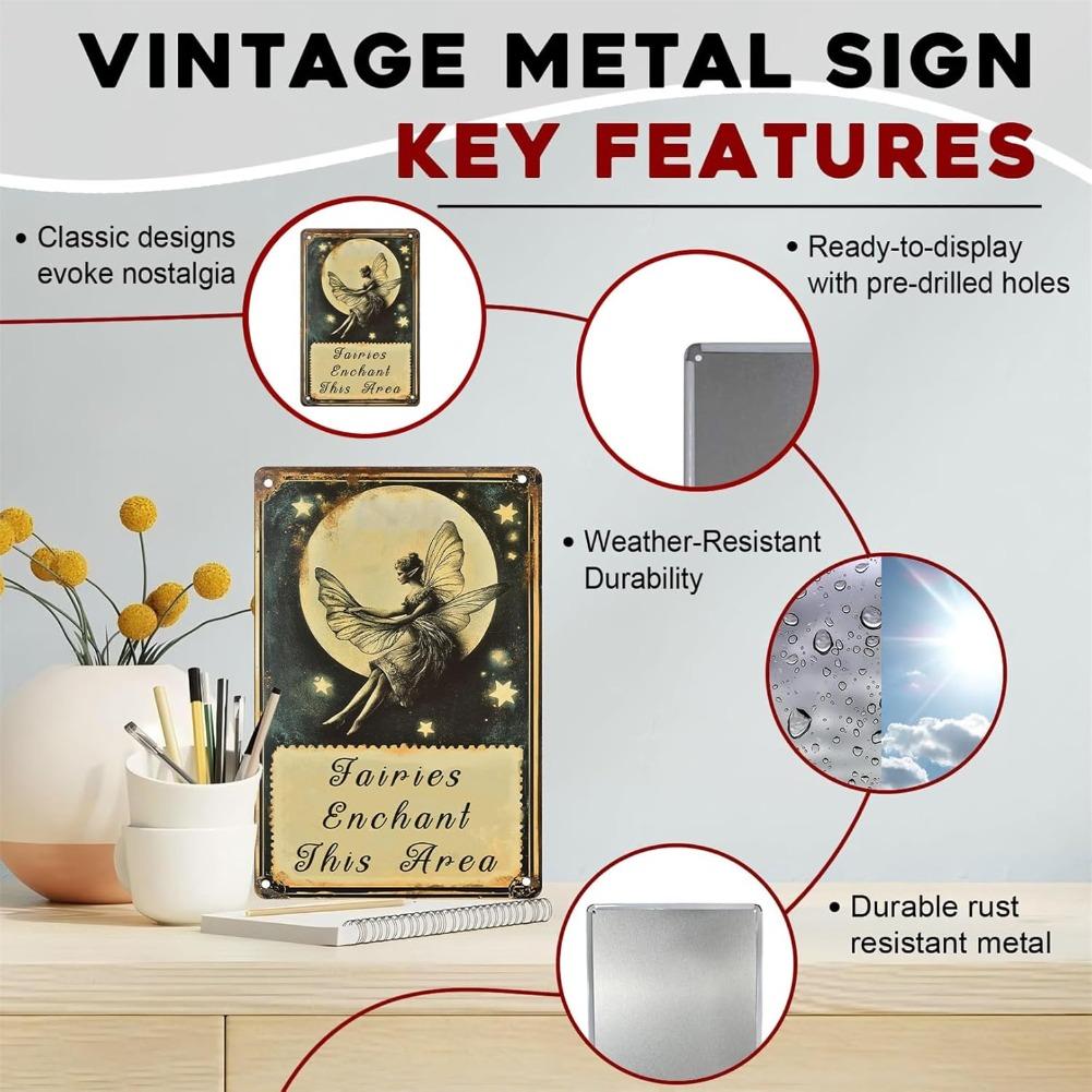 Magic Fairy Garden Metal Signs for Outside.Whimsical Fairies Wall Decor,Vintage Tin Sign for Yard Gardening Decor Outdoor