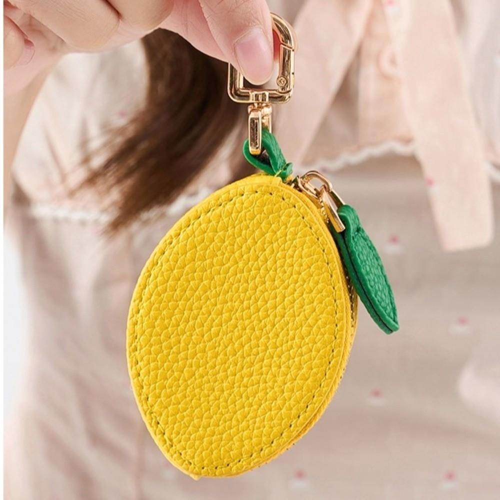 Portable Cherry Design Coin Purse Charm Fruit Shape Handmade Mini Zipper Pouch PU Leather Change Purse Gift For Girl