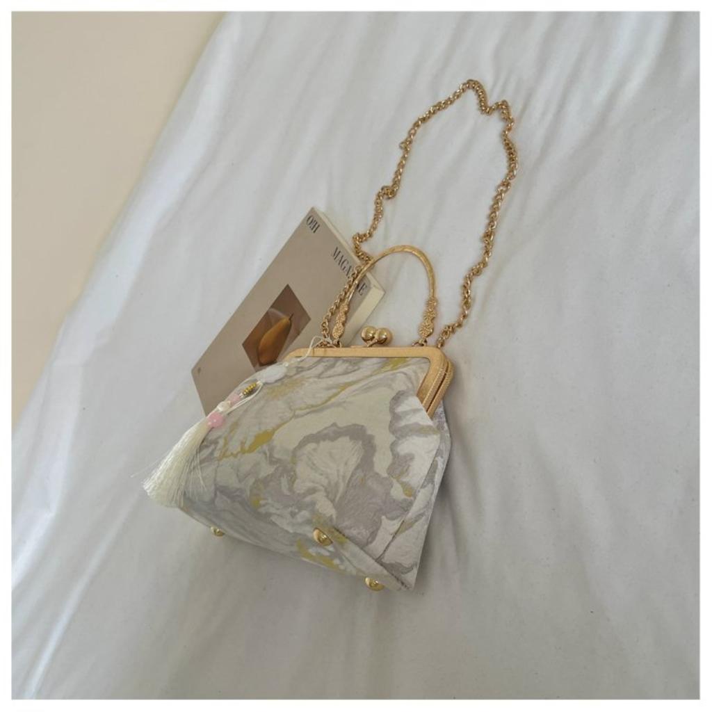 Handbag Women Fabric Embroidered Tassel Chain Strap Daily Party