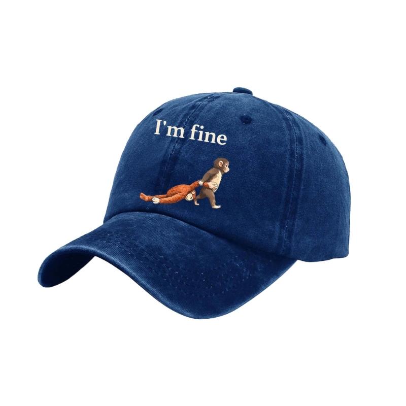 Punch Monkey Print Baseball Cap For Men And Women Unisex Adjustable Wash Cotton Sun Hat With Cartoon Pattern Daily Wear