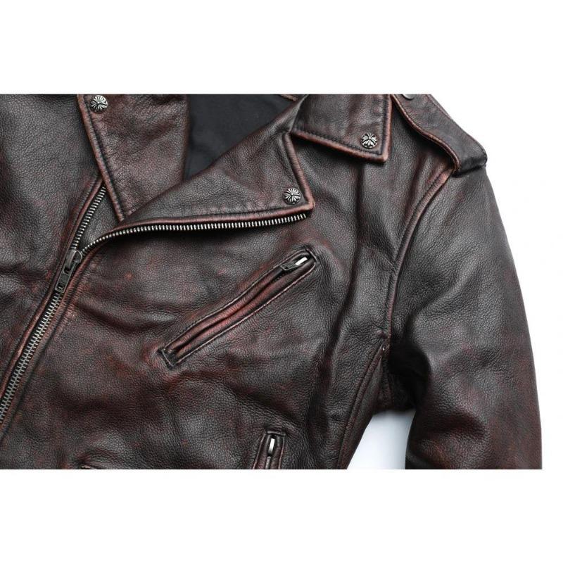 Chinese Size Vintage Motorcycle Jacket Men Genuine Leather Jackets 100% Cowhide Leather Coat Winter Biker Jacket Moto Clothing